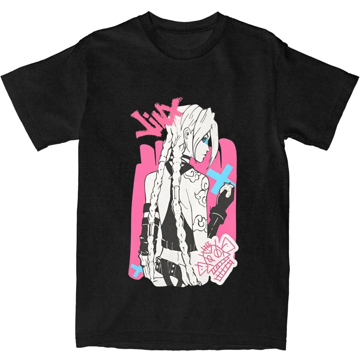 Jinx's Rebellious Twisted World Arcane Anime T-Shirt Trending T Shirts Short Sleeve Tops Summer Cotton Plus Size Clothes