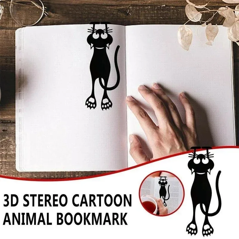 Creative 3D Stereo Kawaii Cat Bookmarks Hollow Animal Bookmark for Girl Gift Plastic Cute Bookmark Student Reading Stationery