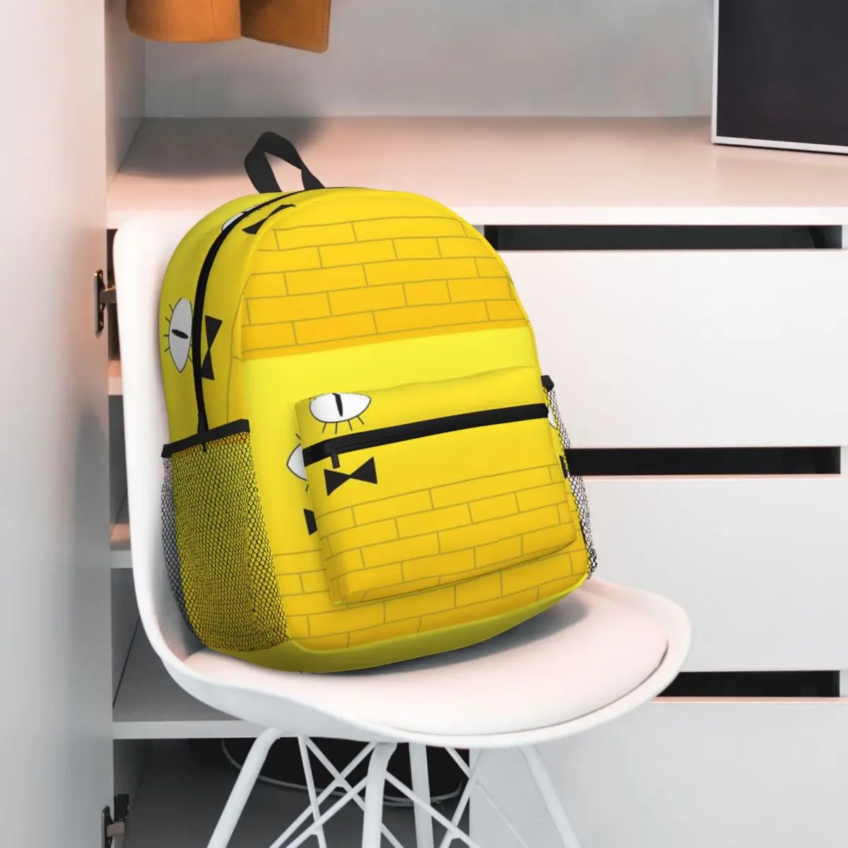 Bill Cipher – Flacher Rucksack, Tagesrucksack, große Kapazität, Kinder-Büchertasche, Schultasche, Umhängetasche für Damen und Herren.
