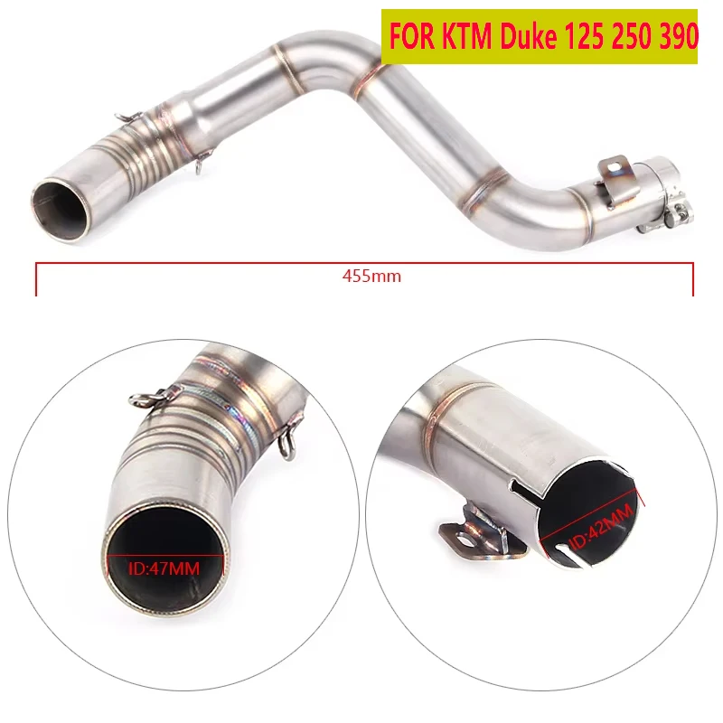 

Motorcycle Full Exhaust for KTM Duke 125 250 390 System Vent Middle Pipe Link Connect Motor Accessories 2013 - 2016