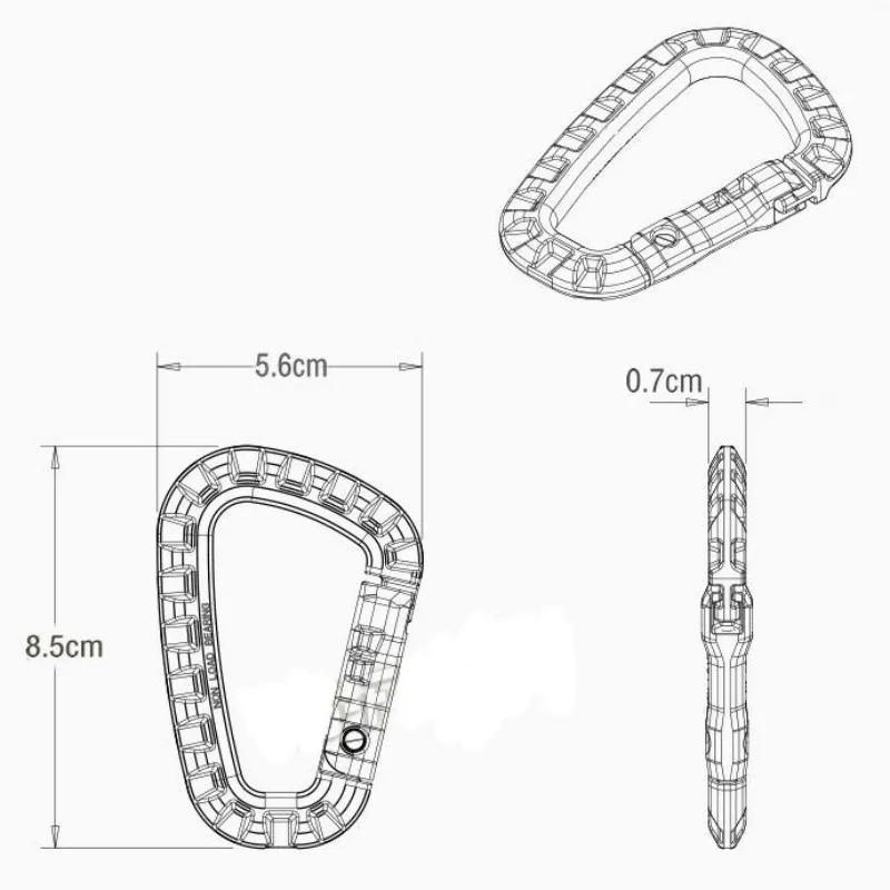 3PCS 8.5cm Tactical Backpack Buckle Fast Tactical Carabiner Plastic Hook D Shape Mosqueton EDC Gear For Outdoor Camping