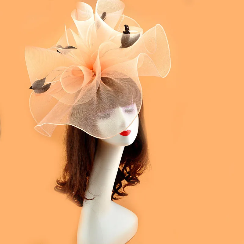 Women Large Organza Top Flower Fascinator Hat Exaggerated  display picture 1