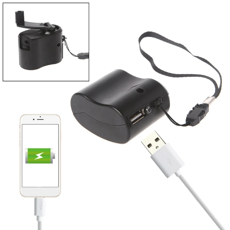 Зарядное устройство, портативное, с ручным шатун Динамо-машины, USB для телефона