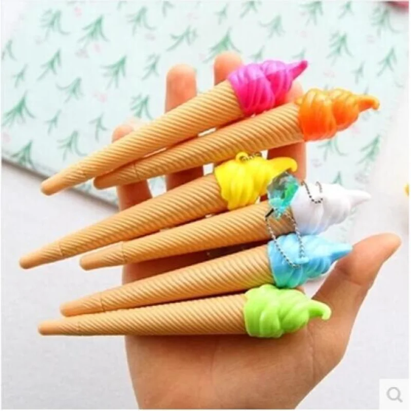 Ice Cream Styling Gel Canetas para Estudantes, Fonte fofa, Canetas pretas, 24 pcs