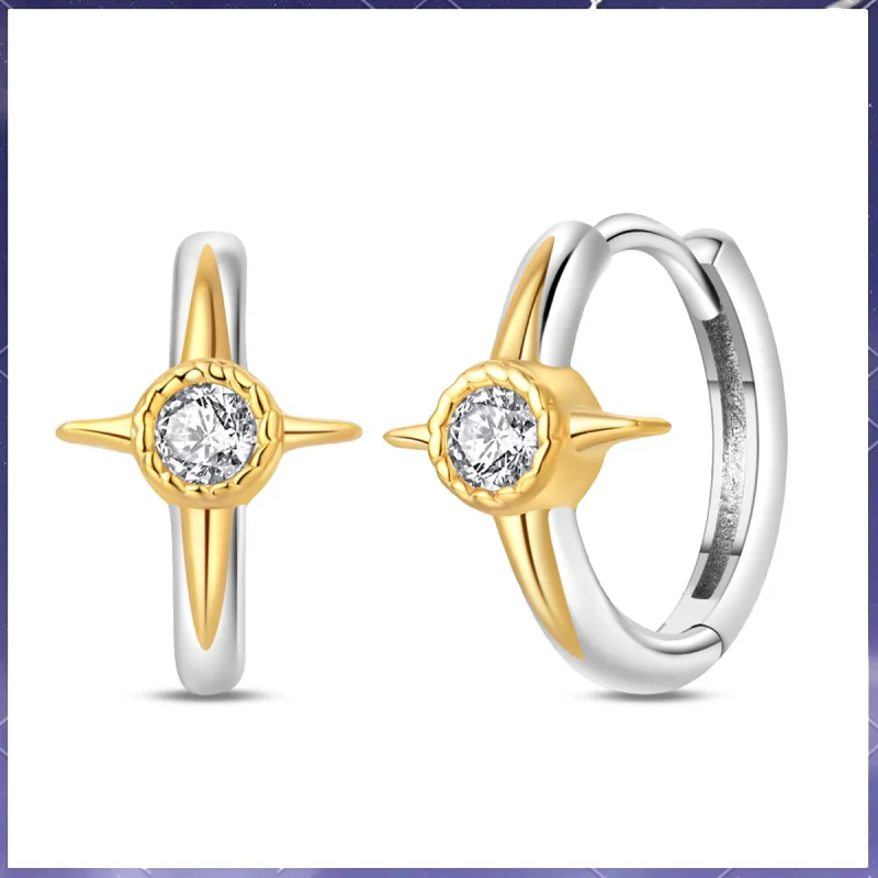 

Новые двухцветные серьги-крестики из стерлингового серебра 925 пробы в стиле ретро с блестящим цирконием, подходящие для подруг в качестве ювелирных подарков