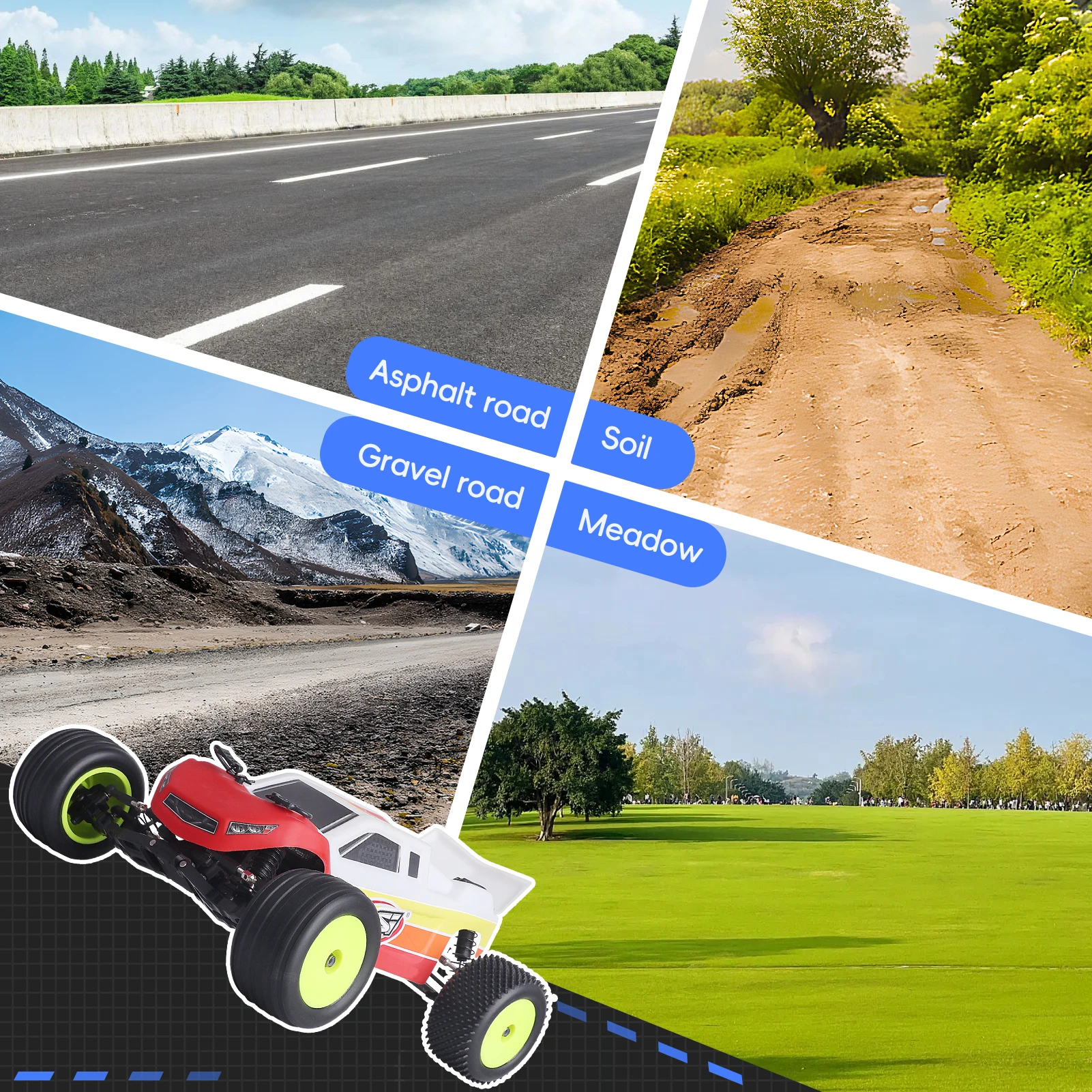 HobbyPark Preglued 1/18 Off-Road Tires & Wheels, 8mm Hex, for Losi Mini-T 2.0 Brushless Stadium Truck, High Traction