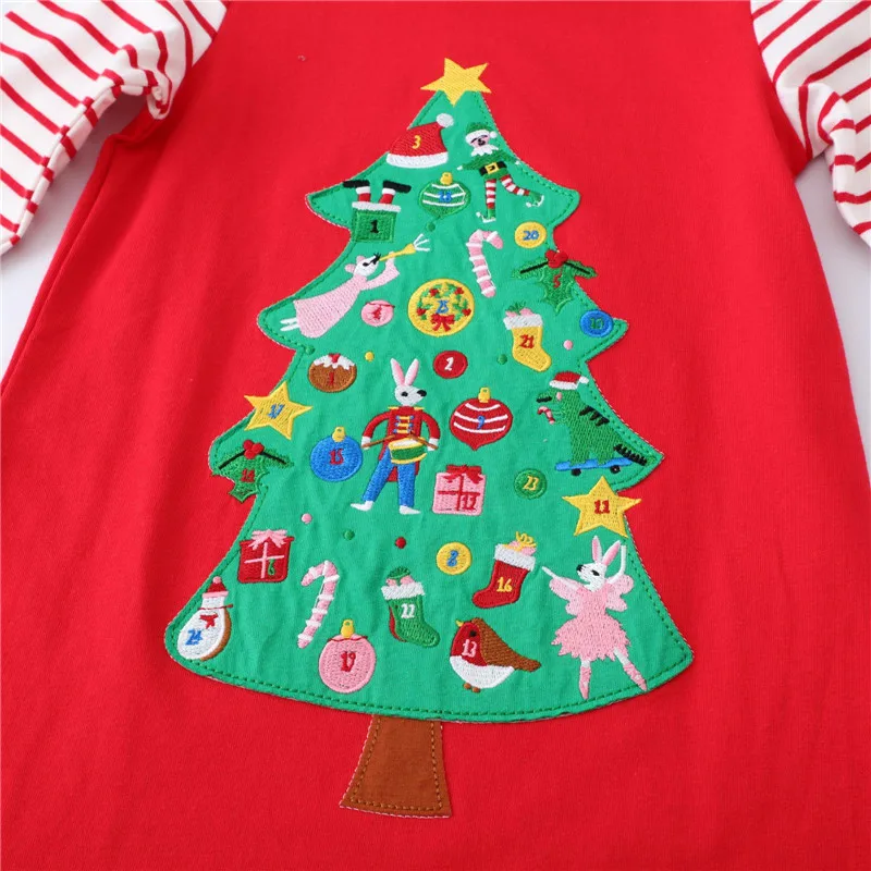 Jumping Meters New Arrival  Red Christmas Girls Dresses Long Sleeve Hot Selling Children\'s New Year Costume Autumn Winter Frocks