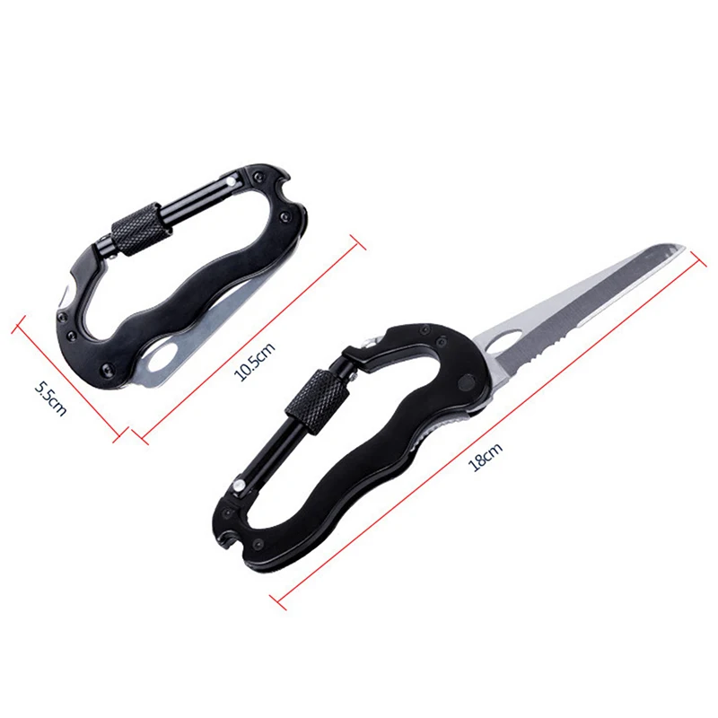 5 in 1 EDC Gear Multifunctional Folding Knife Multi Carabiner Hanging Buckle Tool Camp Hike Mountain Climb Outdoor Multipurpose