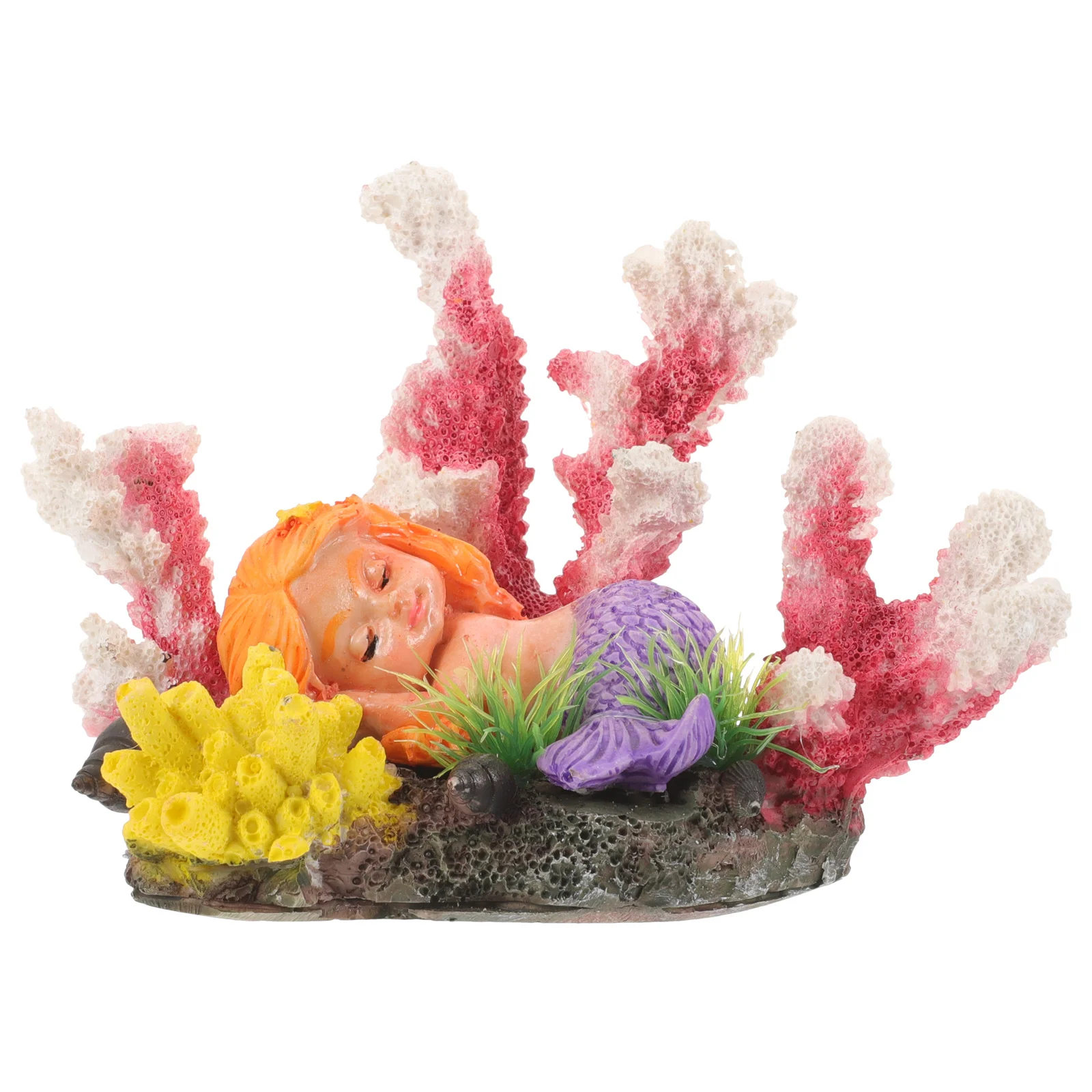

Aquarium Mermaid Lying on Coral Statue Realistic Imitation Coral for Fish Tank Enhance Visual Appeal Unique Landscape