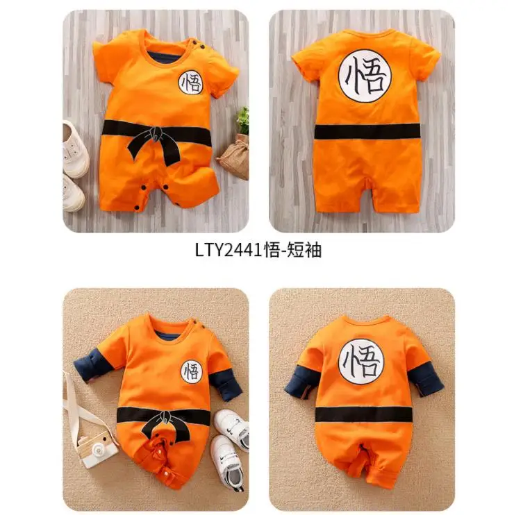 Anime Dragon Ball Goku Baby Romper Newborn Baby Kawaii Cute Cartoon Cosplay Costume Jumpsuit Cotton Long Sleeved Clothes Gift