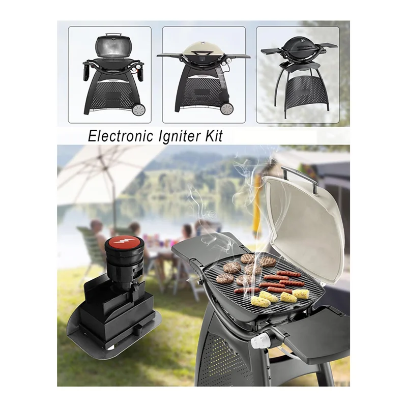 63788 مجموعة الشاعل لـ Weber Q320 2008 & Q3200 2014 سلسلة شوايات الغاز 80452 60092 زر الضغط الإشعال، مجموعات الشواية-AT64