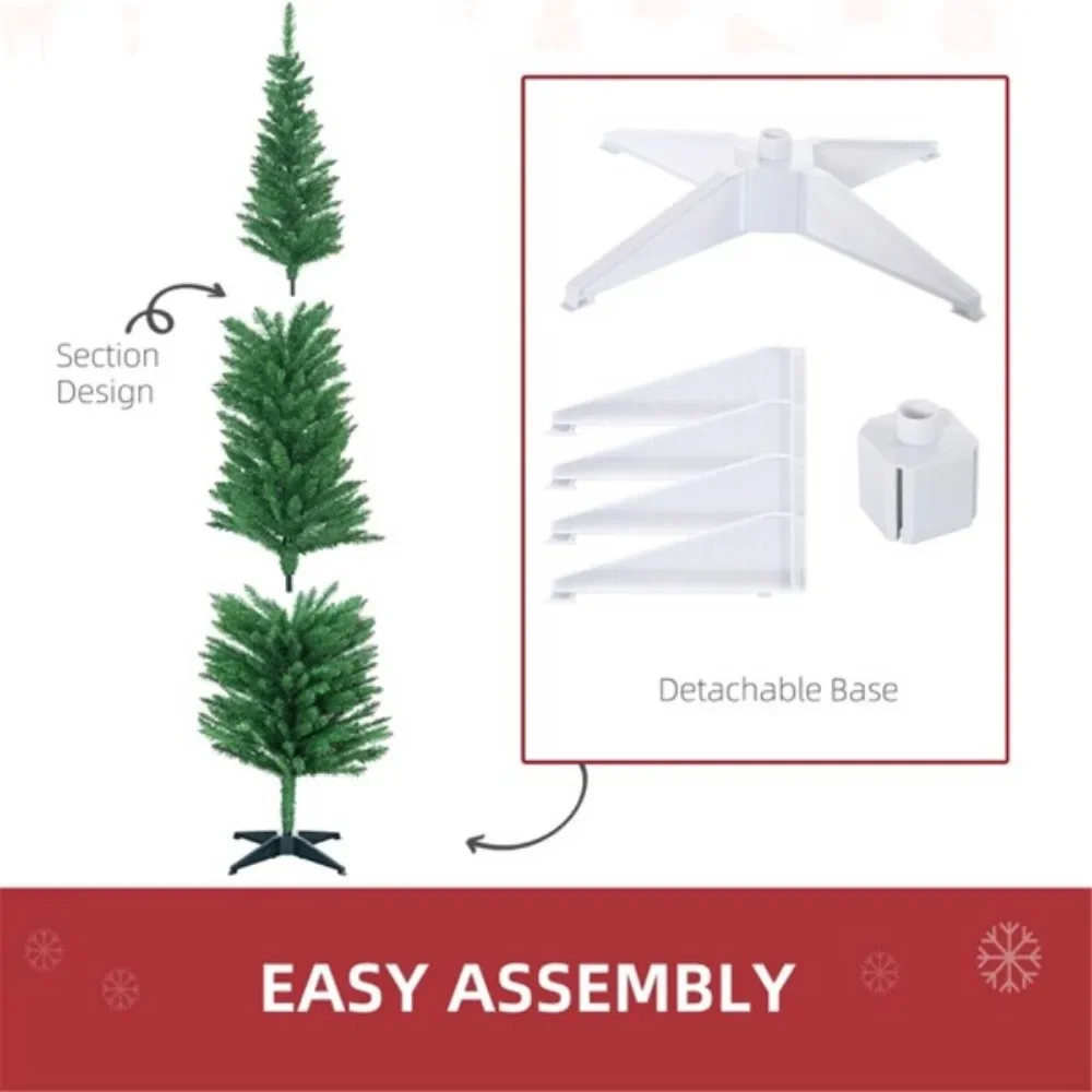 The 7-foot-tall artificial Christmas tree comes in a slim pencil pattern, with 499 branches adding a lush look to the tree