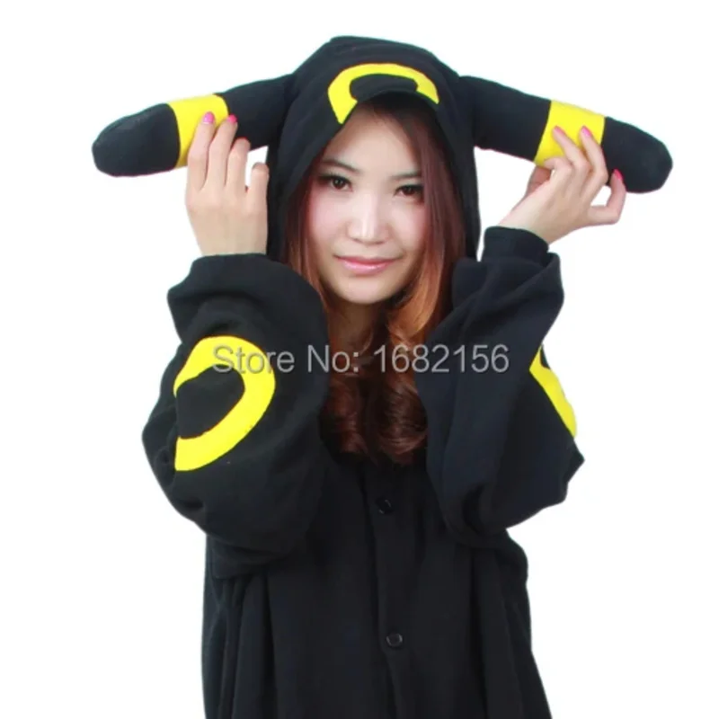 Zz04zz12Kigurumi disfraz de Cosplay de Anime para adultos mono Umbreon negro pijamas de mapache de dibujos animados Unisex fiesta para mujer hombre
