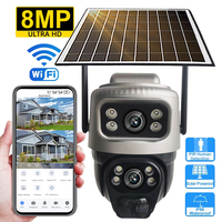 WiFi Solar IP Camera Outdoor Dual Lens PTZ Low Powered Video Camera PIR Motion Detect Security Protection CCTV Surveillance Cam