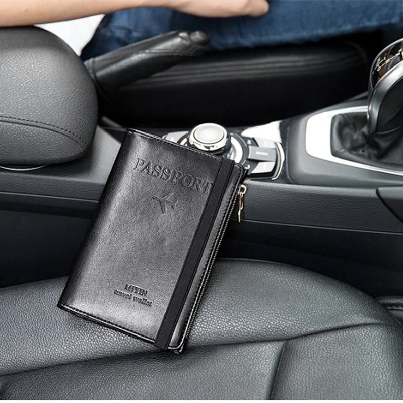 Tarjetero de viaje para pasaporte, cartera multifunción para documentos Rfid, libro de pasaporte, 2 piezas