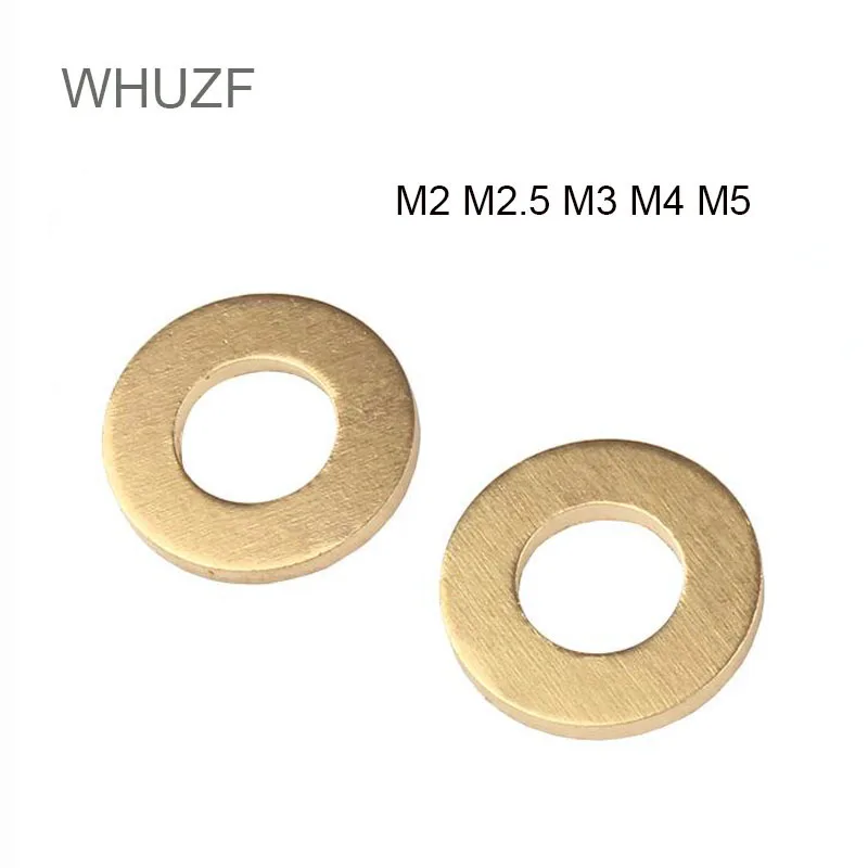 

WHUZF Washer 40/60/100pcs M2 M2.5 M3 M4 M5 GB87 DIN125 Solid Brass Copper Flat Washer Plain Gasket Pad High Quality