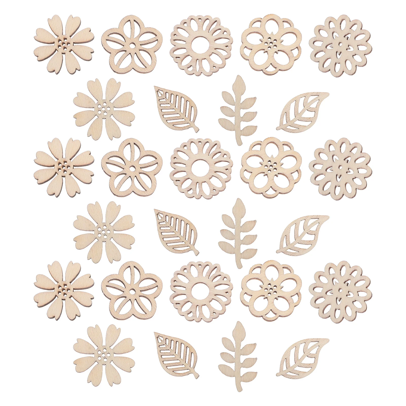 

4 Bags ' Pieces Unfinished Wooden Flower Slices Leaf Wood Embellishments DIY Craft Supplies Painting Scrapbooking