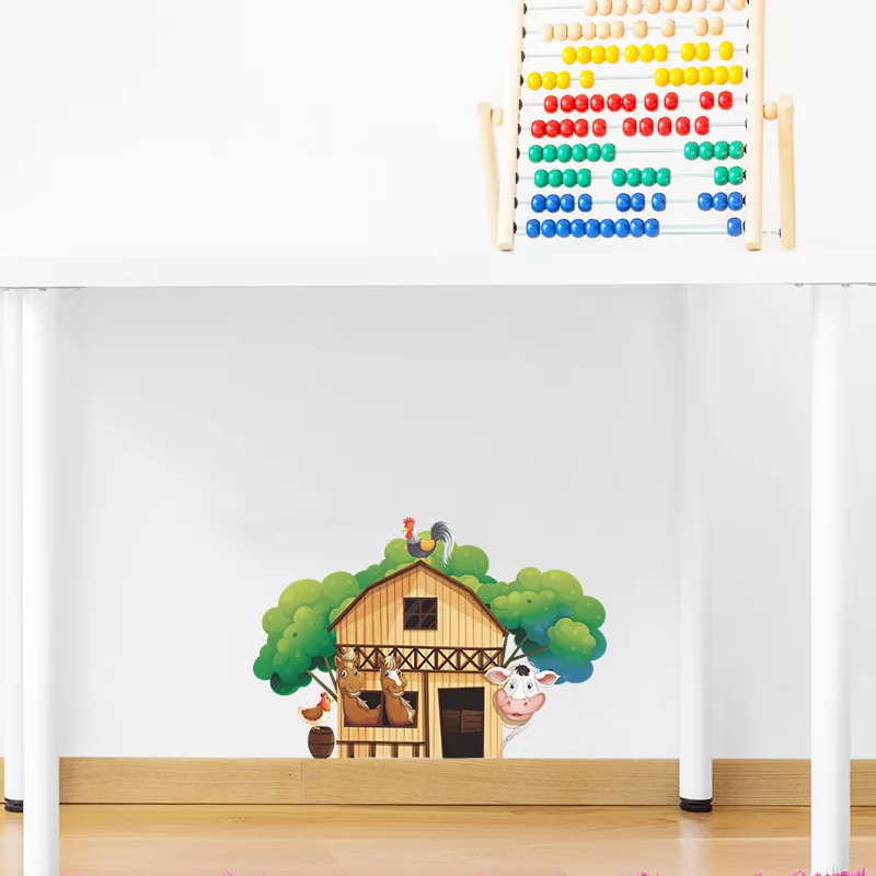 Cartoon Tiere Haus Wand Aufkleber Wohnzimmer Ecke Hause Dekoration Wandbild Für Kinder Kinderzimmer Dekor Selbst-klebe Tapete