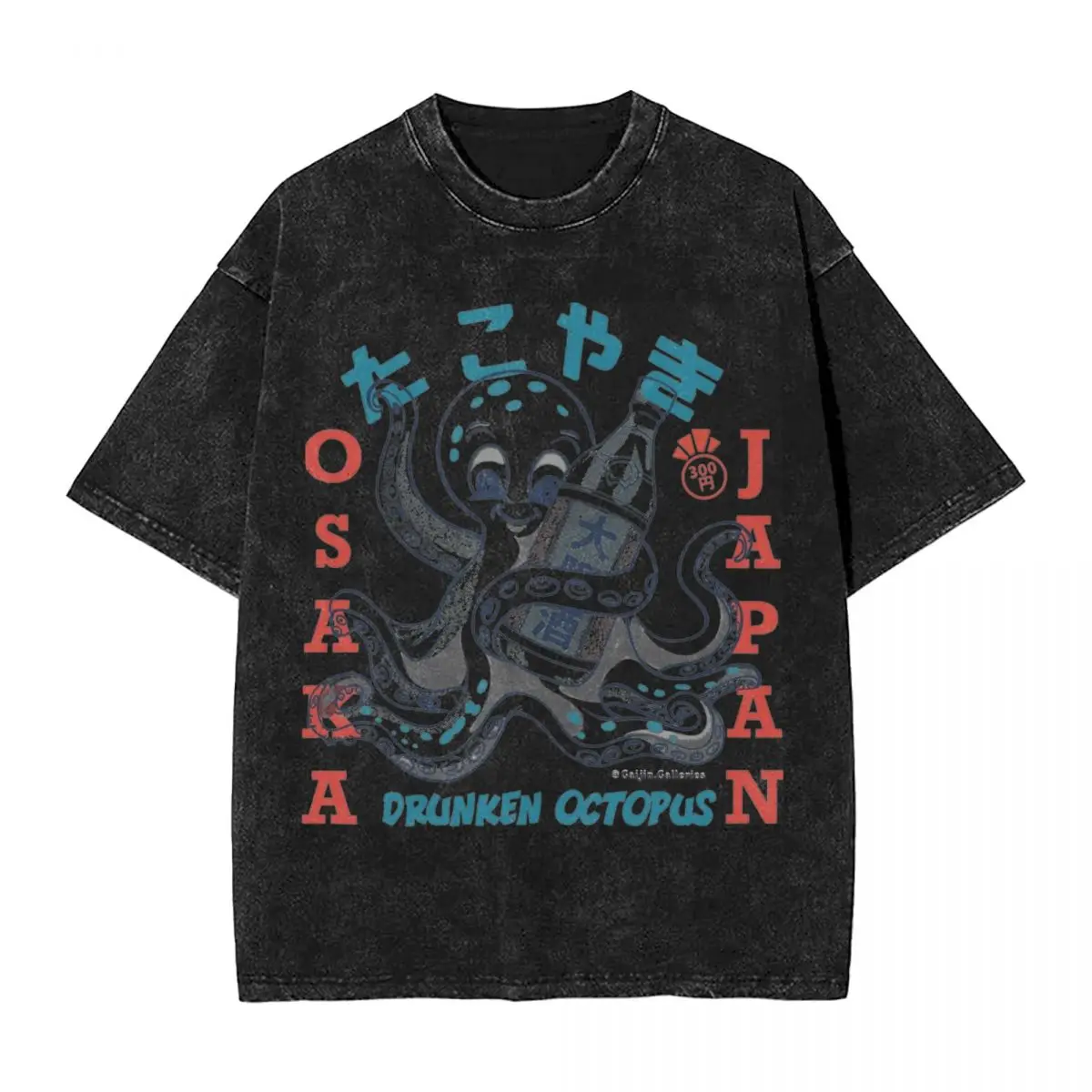 Men Women's T Shirt Osaka Dotonbori Drunken Octopus Washed T-Shirts Popular Japanese Style Street Food Lover Tees Clothing