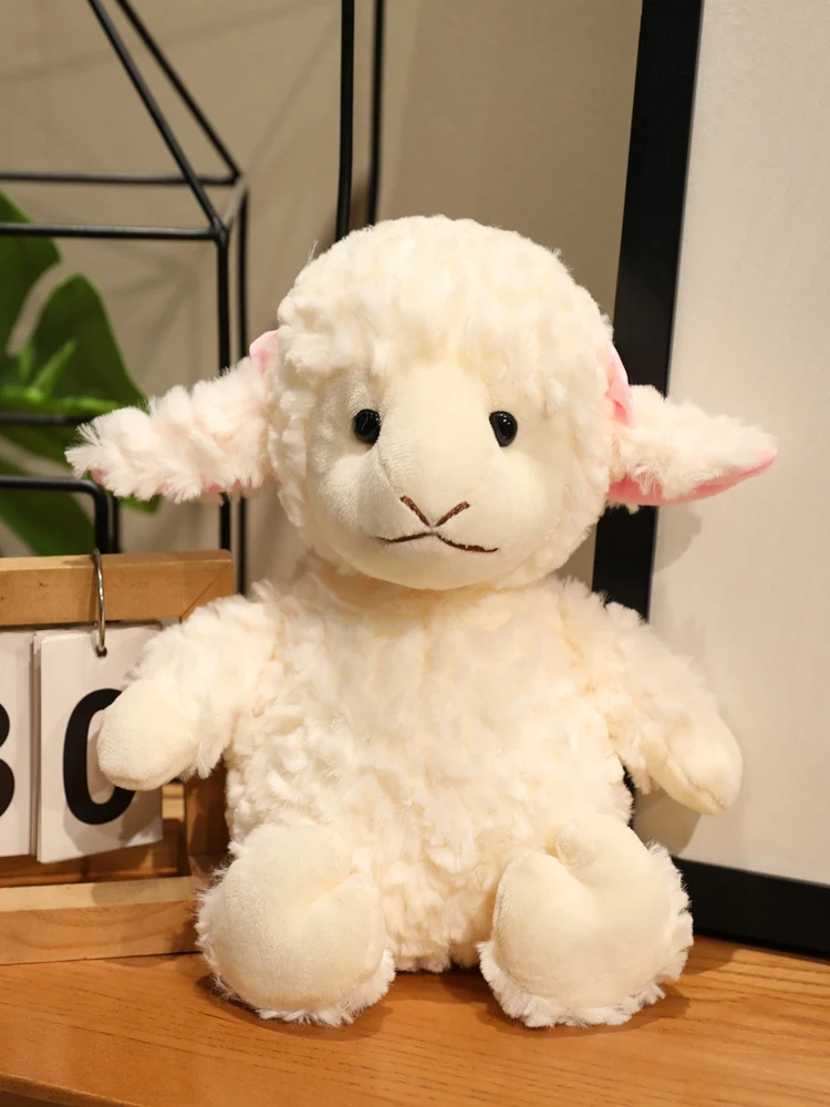 Jouet en peluche mouton blanc doux Kawaii, 16/22/30cm, poupée de couchage en peluche de dessin animé mignon, cadeau d'anniversaire idéal pour les enfants