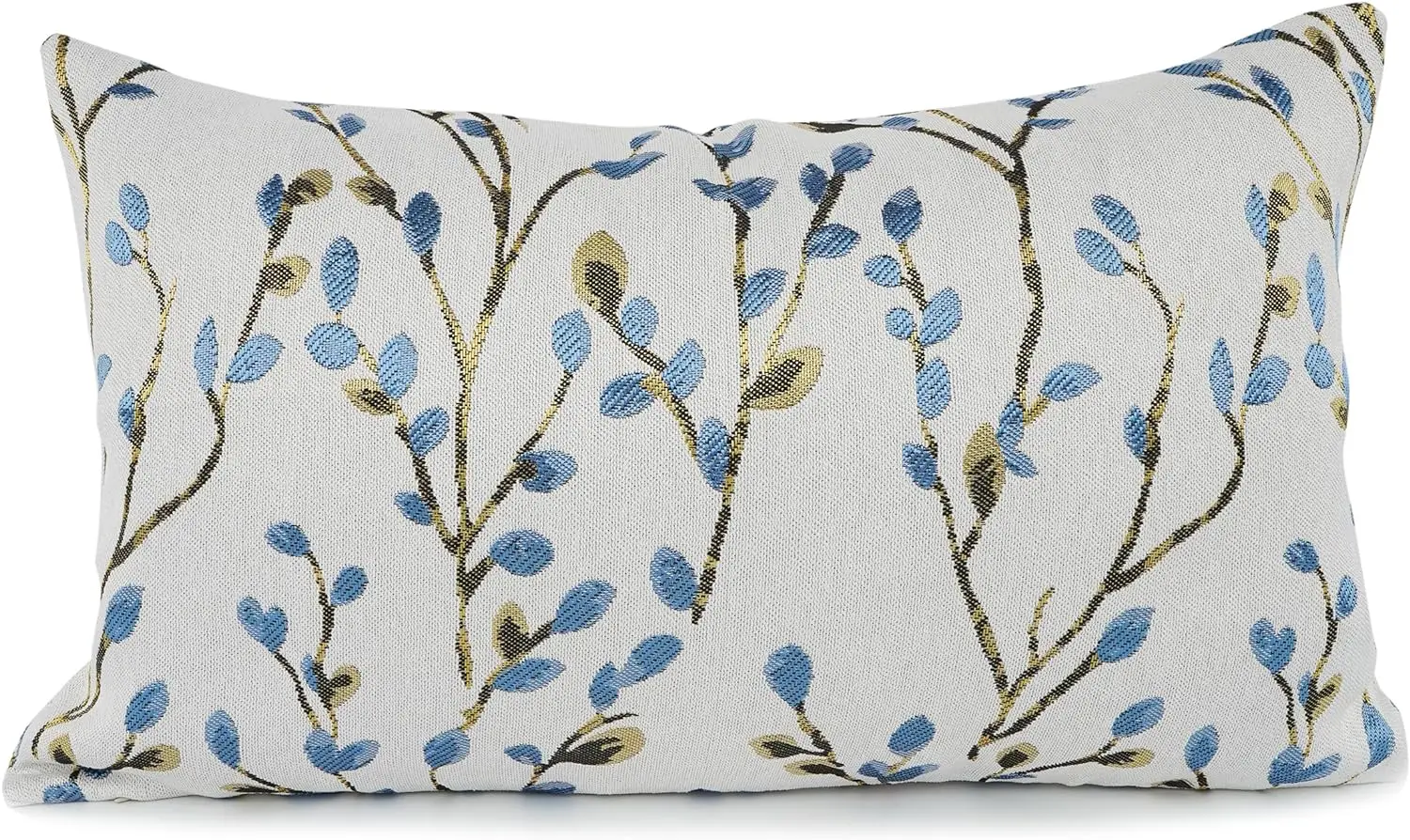 

SMILE Classical Embroidery Jacquard Blue Square Decorative Throw Pillow Case Cushion Cover,12x20 inch