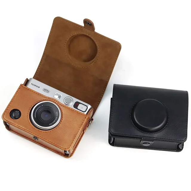 Skórzane etui w stylu retro do Fujifilm Instax Mini EVO Torba do przechowywania aparatu natychmiastowego Twarda powłoka ochronna z akcesoriami do paska na ramię
