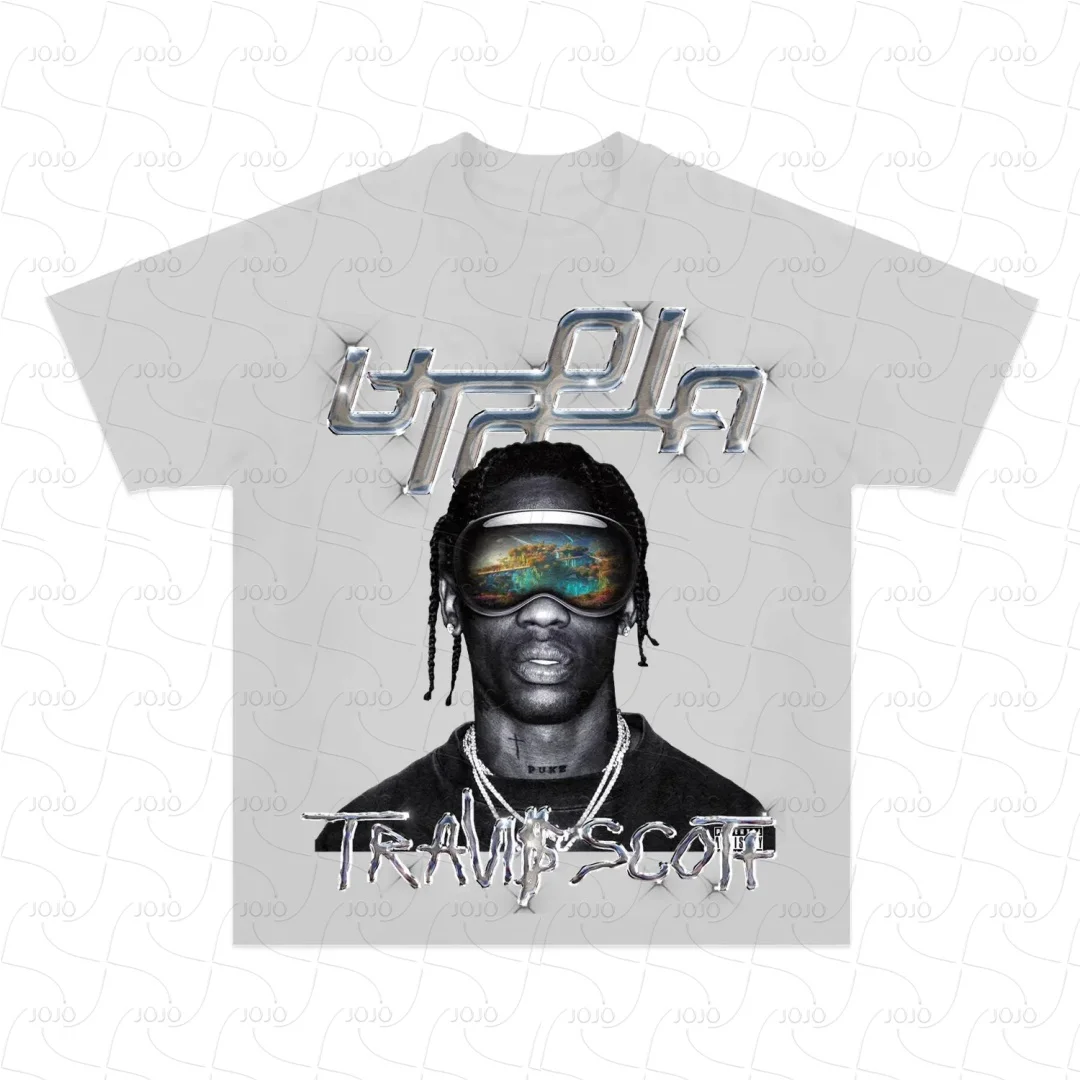 

Rapper Travis Scott Utopia Retro Graphic T-Shirt Men's Hip Hop Clothing Y2k Unisex Fashion Oversize Gangster Top Gift for Fan