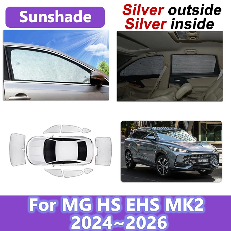 

Car Sunshade For MG HS 2025 EHS MK2 2024~2026 Drop Temperature UV Protection Side Auto Sun Visor Windshield Cover Accessories