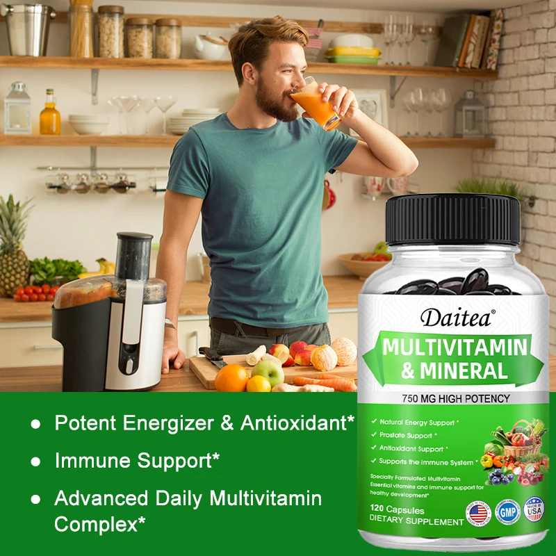 Multivitamin + Mineral Capsules - Antioxidant, Helps Improve Blood Circulation, Metabolism and Energy Nutritional Supplement