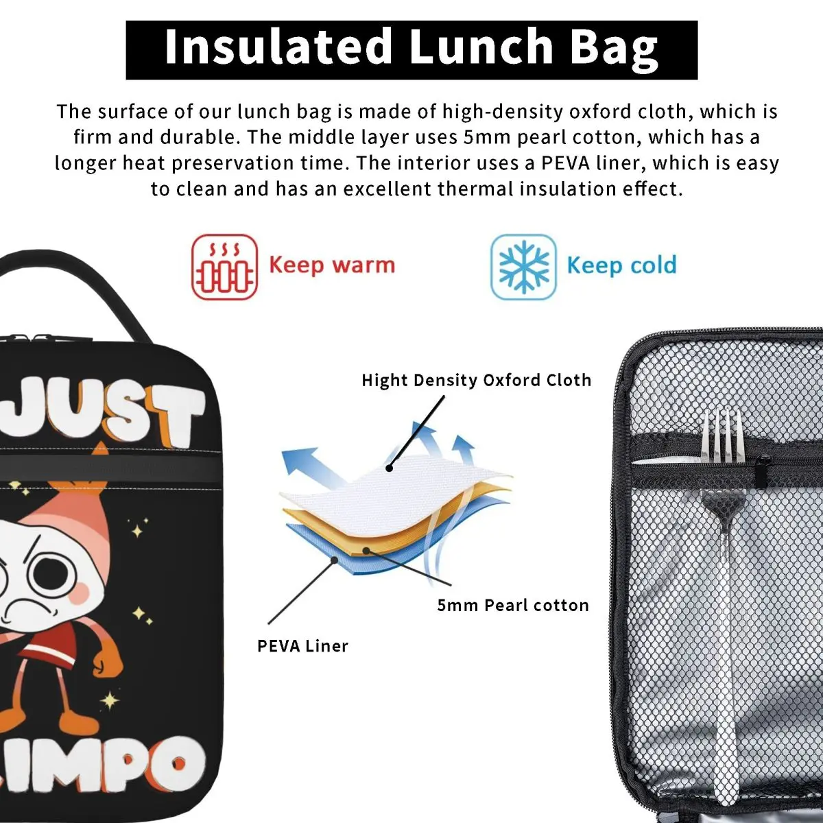 I'm Just Shrimpo Dandys World Shrimpo Lunchtaschen, großer Lunchbehälter, Kühltasche, Lunchbox, Tragetasche, Büro, Outdoor, Mädchen, Jungen