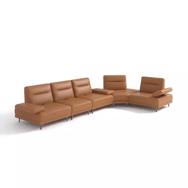 

Modern minimalist leather with adjustable backrest sofa combination