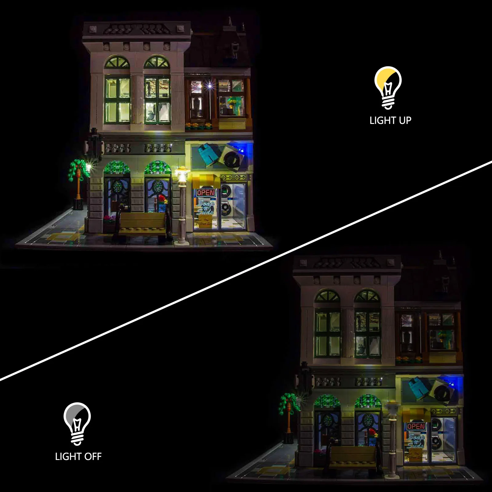 Kit d'éclairage LED Compatible avec les blocs de construction Lego 10251 Brick Green Bank (modèle non inclus)