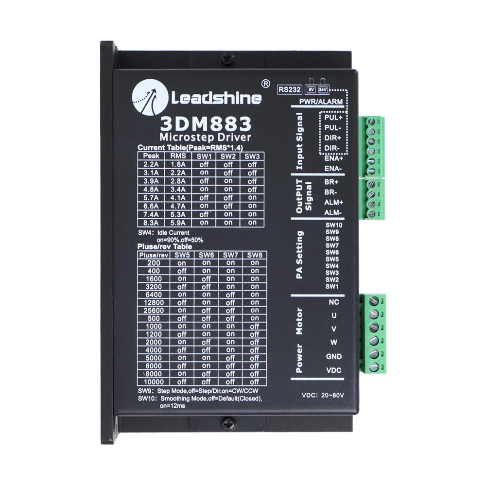 Leadshine 3DM883 3 Phase Digital Stepper Motor Driver 0.5-8.3A 20-74VDC for Nema 23 Nema 24 Nema 34 Motor Controller