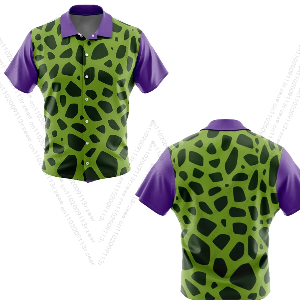Cell Dragon Ball Z Japón Anime camisa hawaiana disfraz de Cosplay para hombre estampado chico vacaciones en la playa Casual camisa transpirable al aire libre