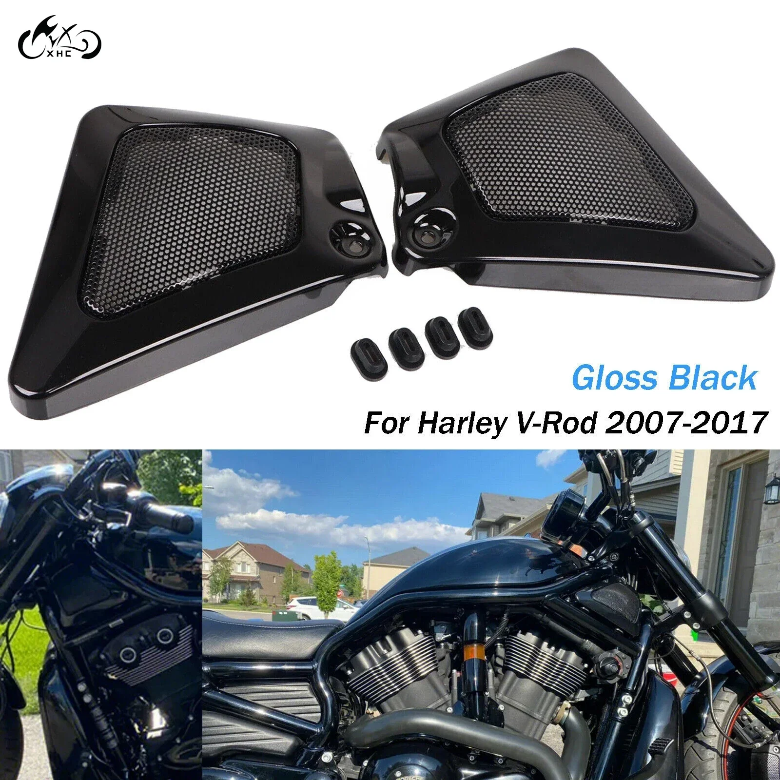 1 Pair Black Left & Right Airbox Frame Neck Side Covers For Harley V-Rod Muscle VRSCF 2009-2017 Night Rod VRSCAW 2007-2017