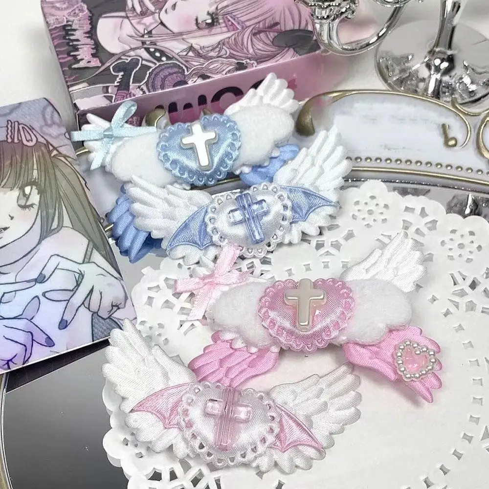 

Y2K готический набор заколок для волос для девочек, заколка для волос в стиле Харадзюку, заколки для волос в стиле Лолиты, заколки для волос с бантом и крыльями, боковой зажим, аксессуары для подростков