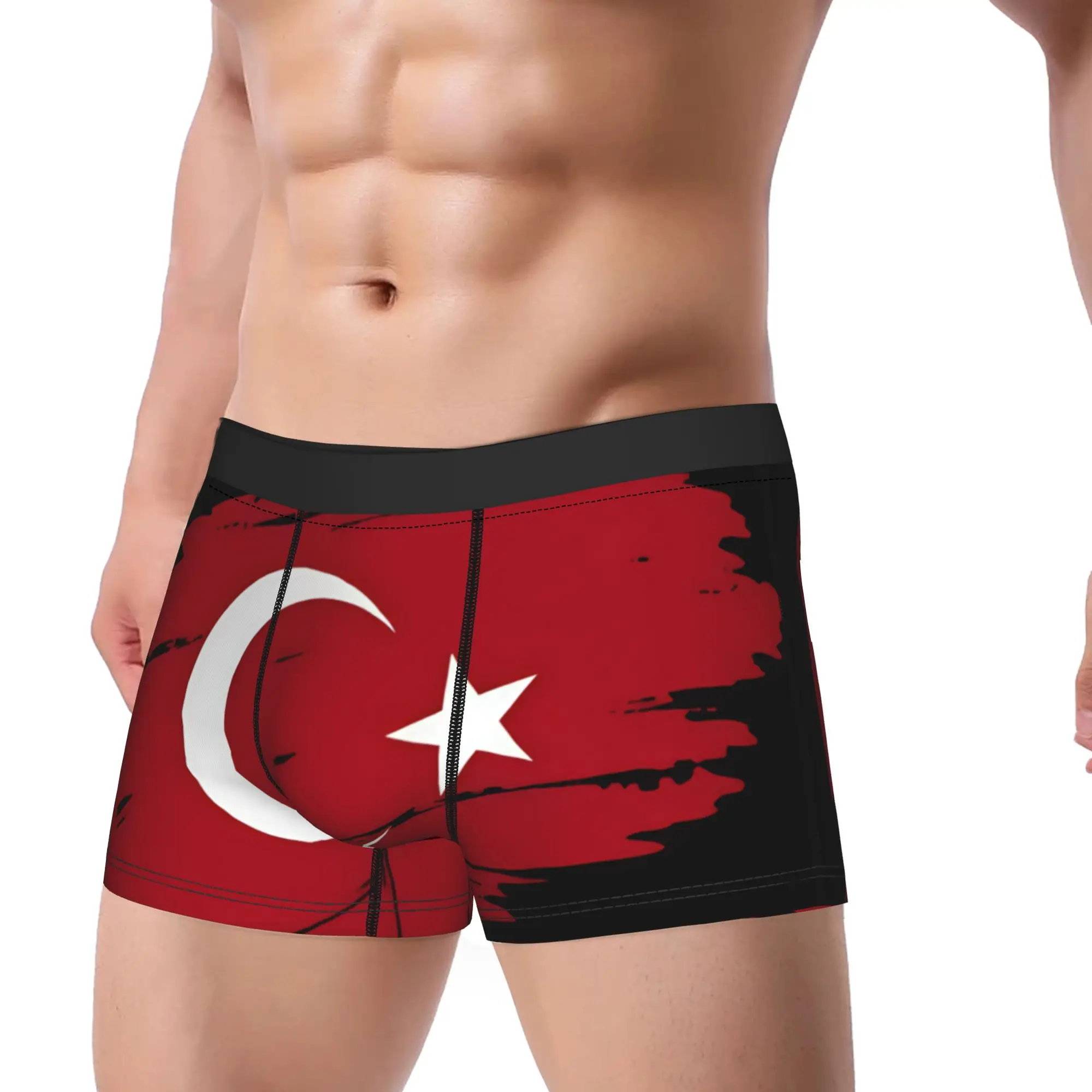 The Republic Of Turkey Flag Underwear  Breathable Panties Custom DIY Shorts Briefs For Male 3D Pouch Plus Size Boxer Shorts