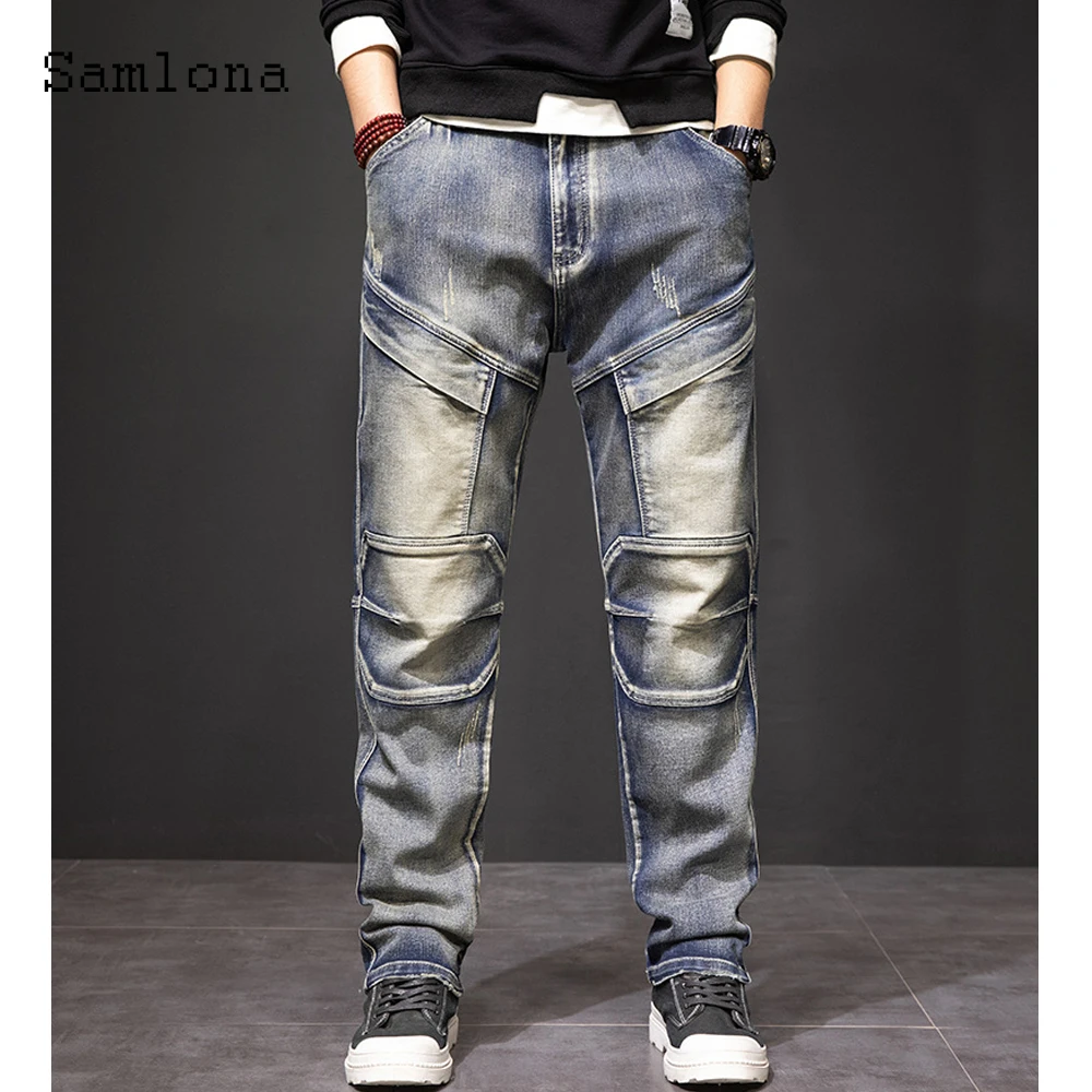 حجم كبير الرجال مستقيم الساق الدنيم السراويل الجينز 2025 أوروبا نمط موضة الكاحل طول السراويل الرجال عادية خمر ديمين السراويل جديد