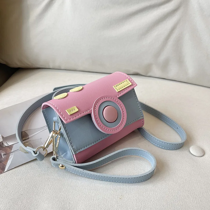 Camera Unique PU Shoulder Girls Crossbody Bags Casual Mini Contrasting Colors Crossbody Bag Shoulder Bag Purse Messenger Bags