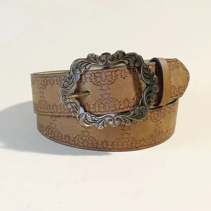 أزياء المرأة بو الجلود حزام فاسق أحزمة العلامة التجارية الفاخرة للسيدات جودة عالية عارضة حزام الجينز الإناث اللون البني