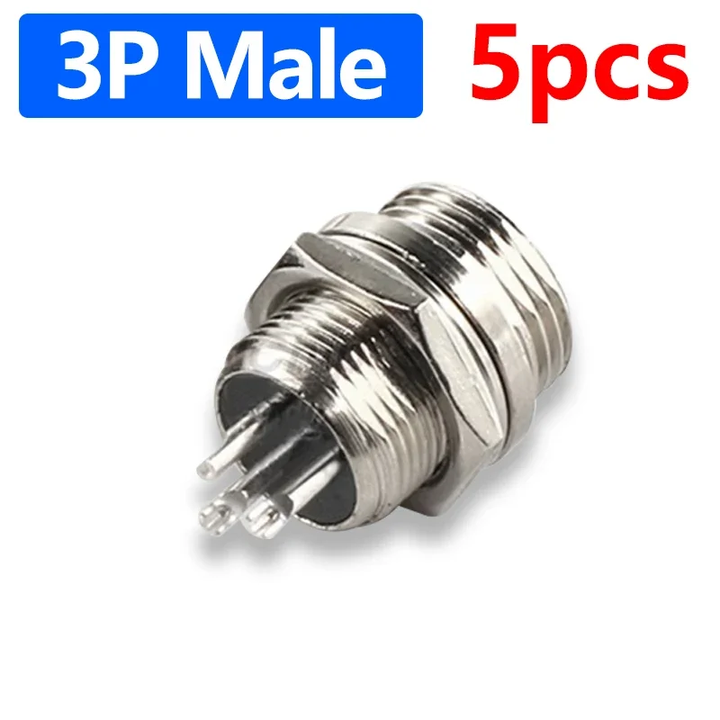 5Pcs GX12 Luftfahrt Stecker Steckdose 2/3/4/5/6/7 Pin Männlich Weiblich Panel Mount 12mm Rund Metall Draht Adapter Mutter Typ