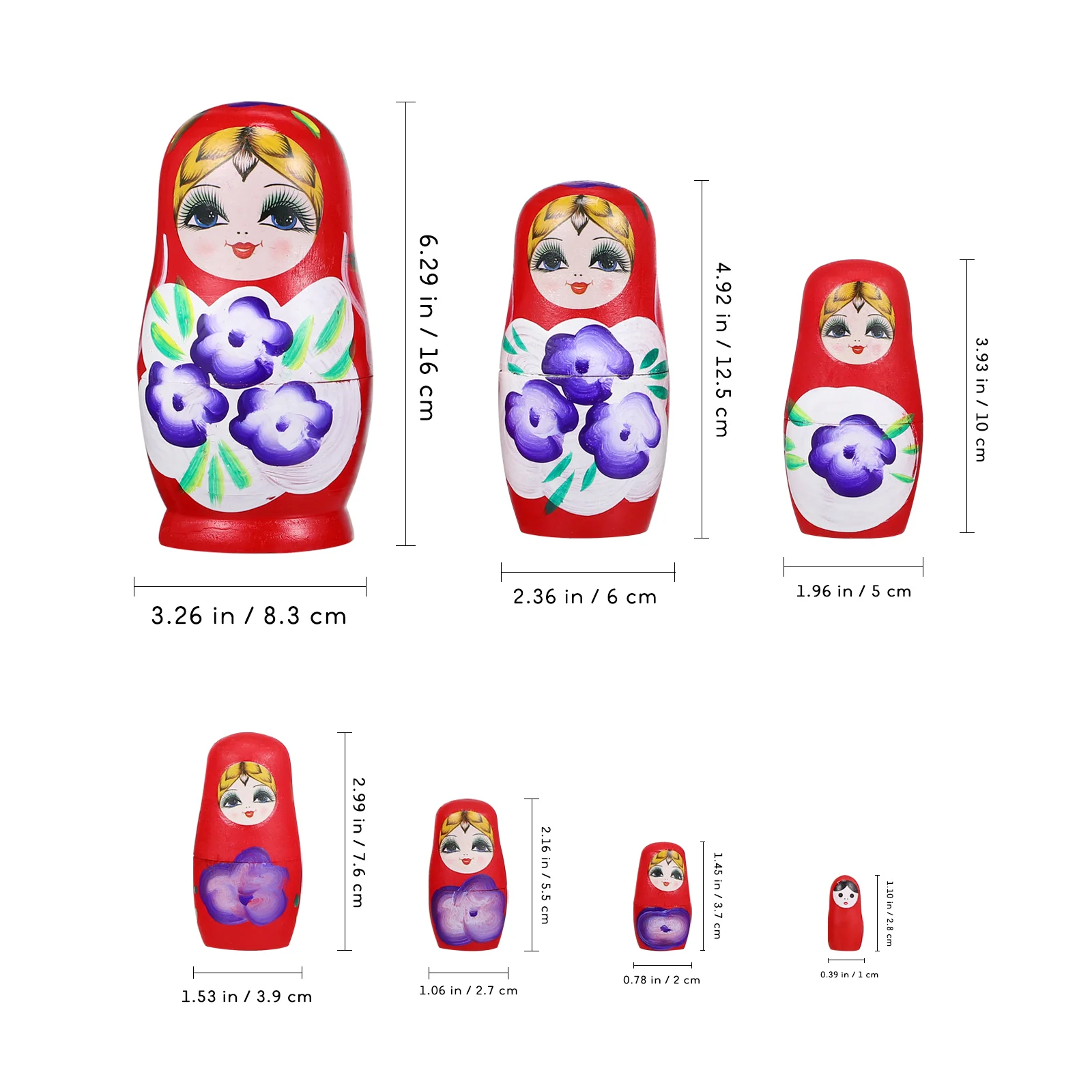 7 Pcs Russian Traditional Culture Nesting Toys Desktop Dolls Ornaments Lotus Tree Decors Stacking Child Children’s