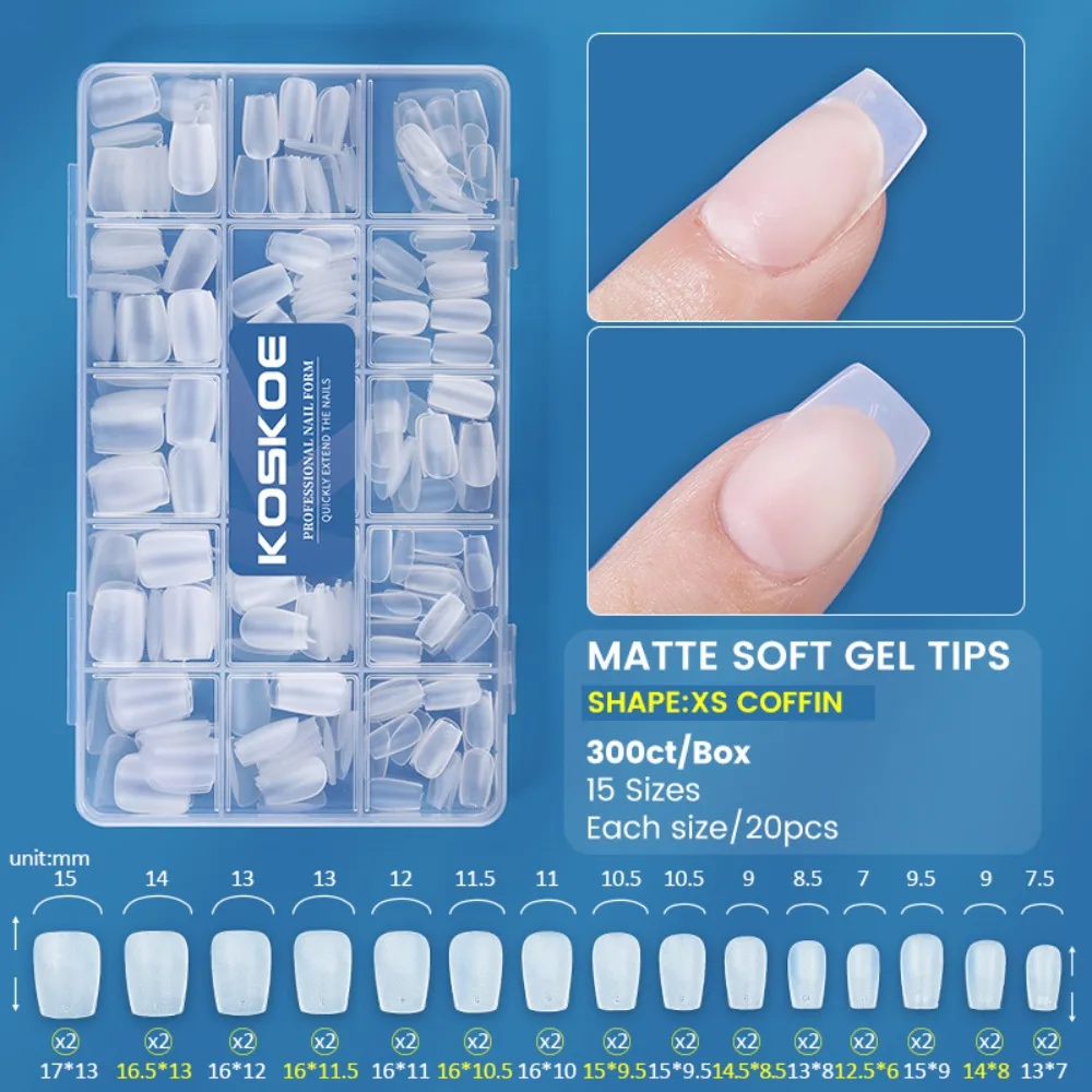

300 шт./кор., матовые накладные ногти, короткие миндалевидные овальные гробы, квадратная форма, мягкие накладные ногти с полным покрытием, инструмент для наращивания маникюра