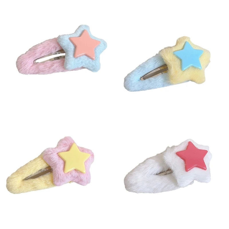 Photography Sweet Girls Hair Clip Plush Star Hairpin for Prom Party Wear Drop Shipping