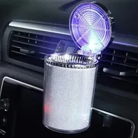 1PCCar Ashtray With LED Light Airtight Lid Multifunctional Vehicle Cup Holder Air Vent Ashtray Trash Can Car Interior Decoration