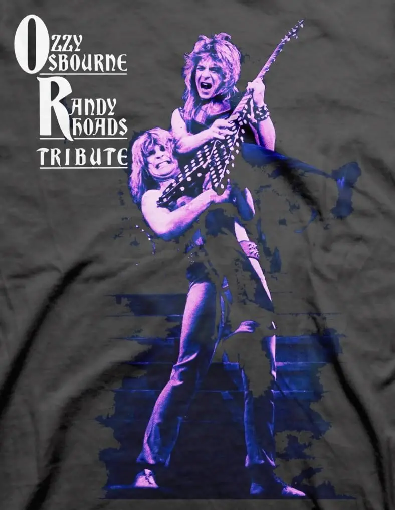 Ozzy Osbourne & Randy Rhoads Tribute Mens Black Short Sleeve T Shirt 80s Vintage Style Rock Graphic Tees