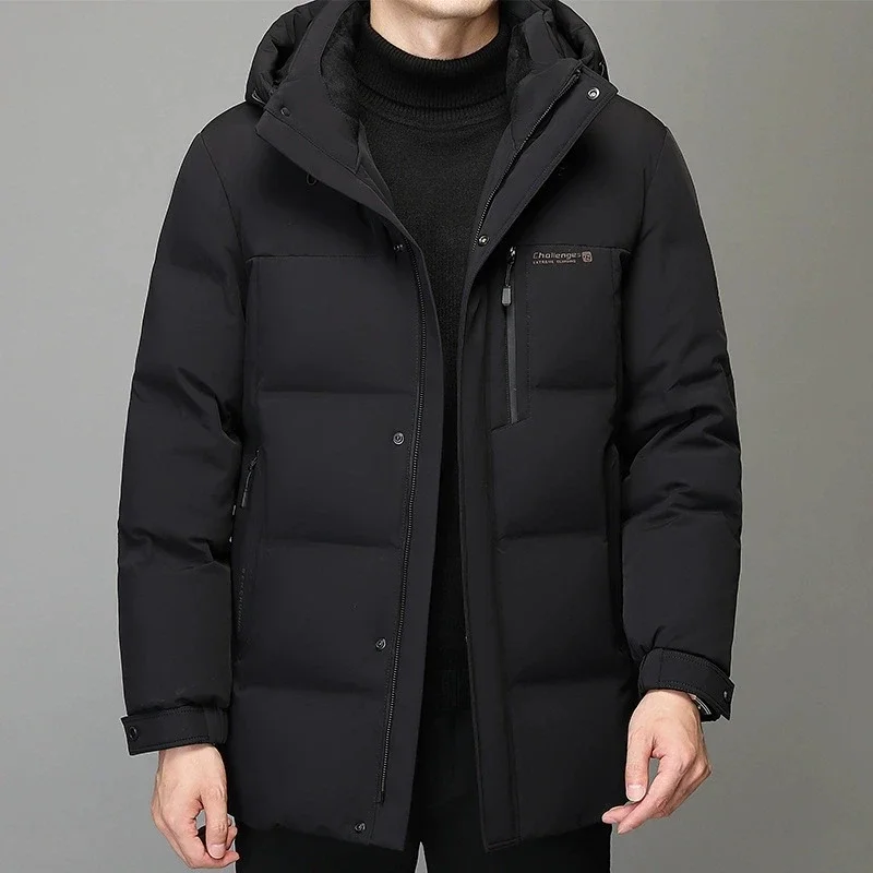 Winter Men's Warm Hooded White Duck Down Jacket Man Puffer Coat Loose Casual Outwear Thick Parkas for Men Clothes Fluffy Jackets