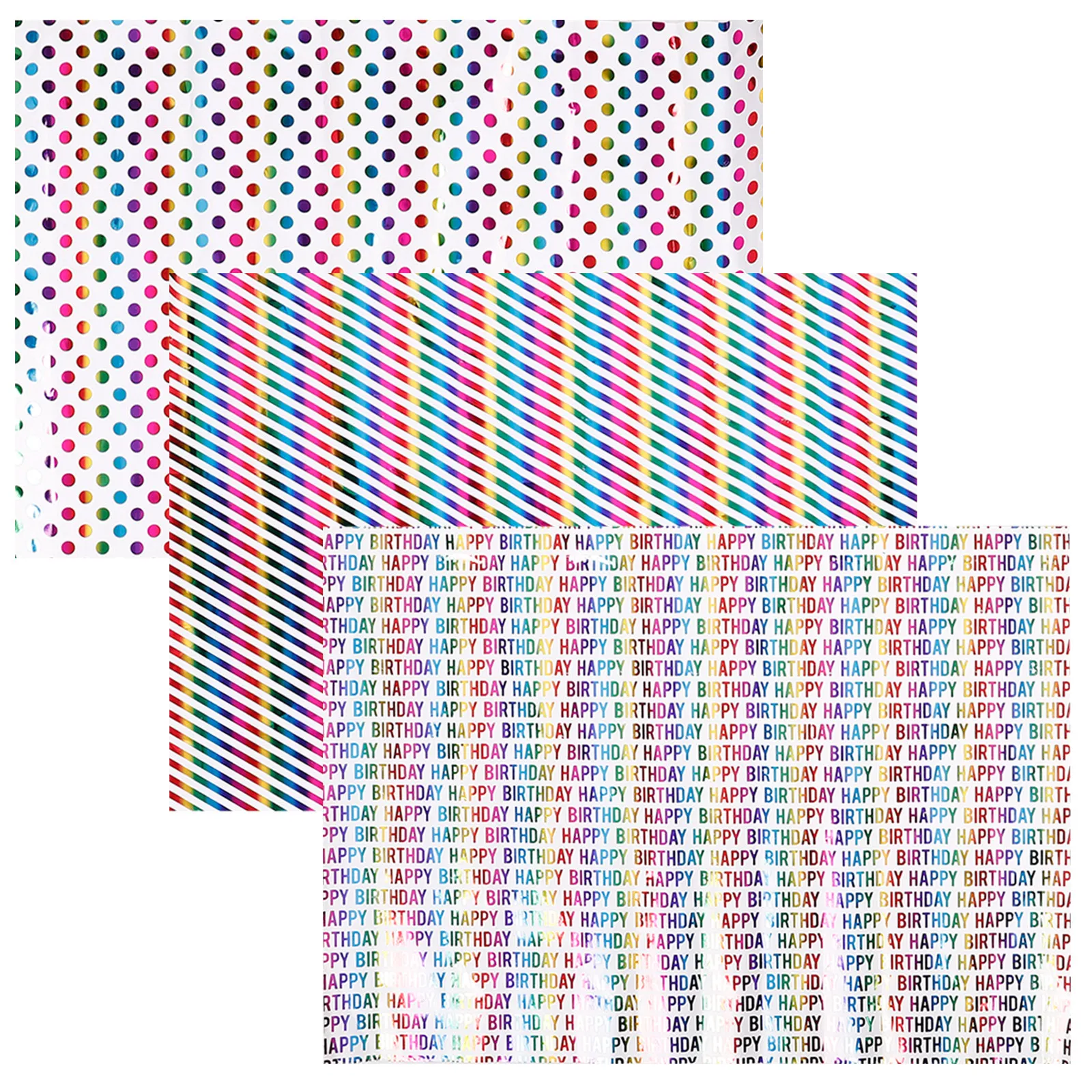 3 Sheets Wrapping Paper Festival Assorted Colorful Packing Birthday Colourful Happy
