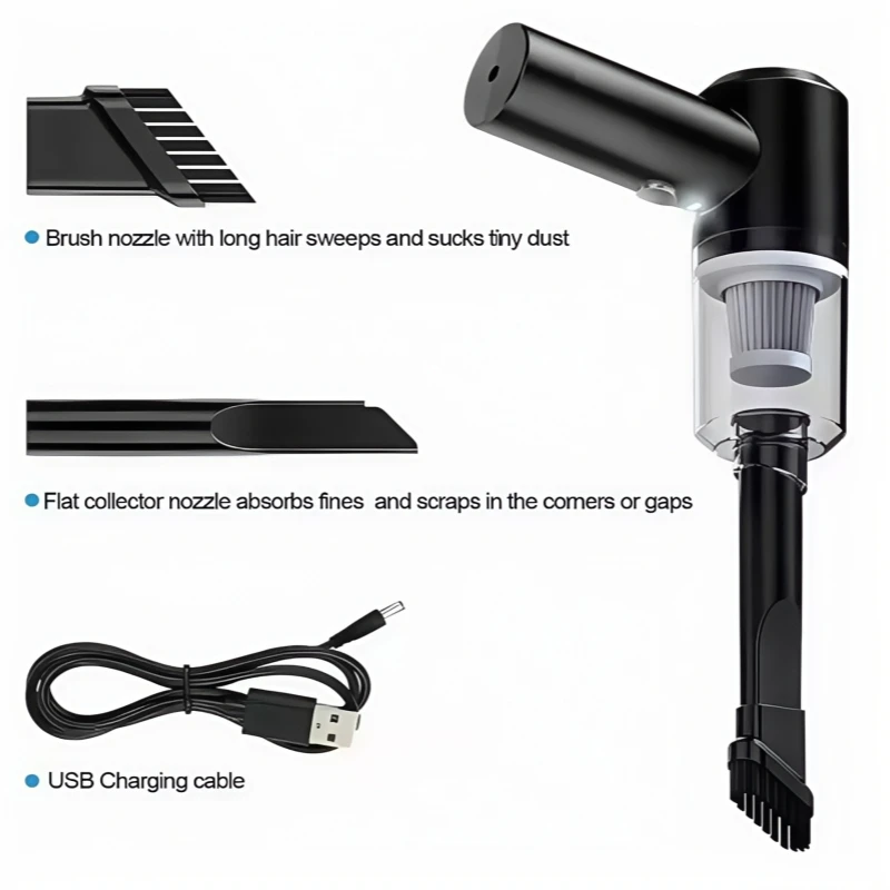 مكنسة كهربائية للسيارة لاسلكية 9000Pa شحن USB 1200 مللي أمبير في الساعة أجهزة تنظيف محمولة مكنسة كهربائية صغيرة للرطب والجاف منزلية