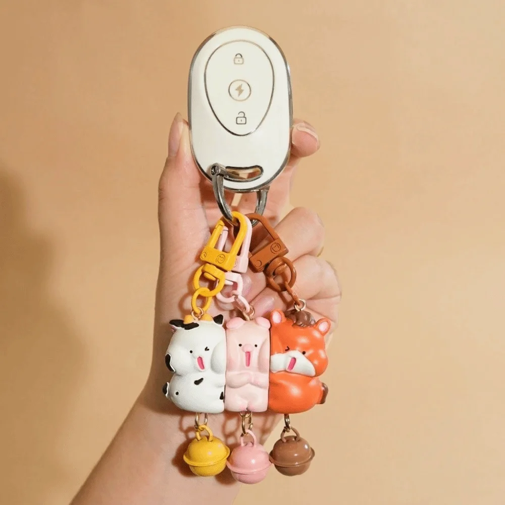 3 Pcs Set Charms Magnetic Magnetic Snap Keychain Mini Resin Animal Keychain Cartoon Keychain Sets Friends Gift